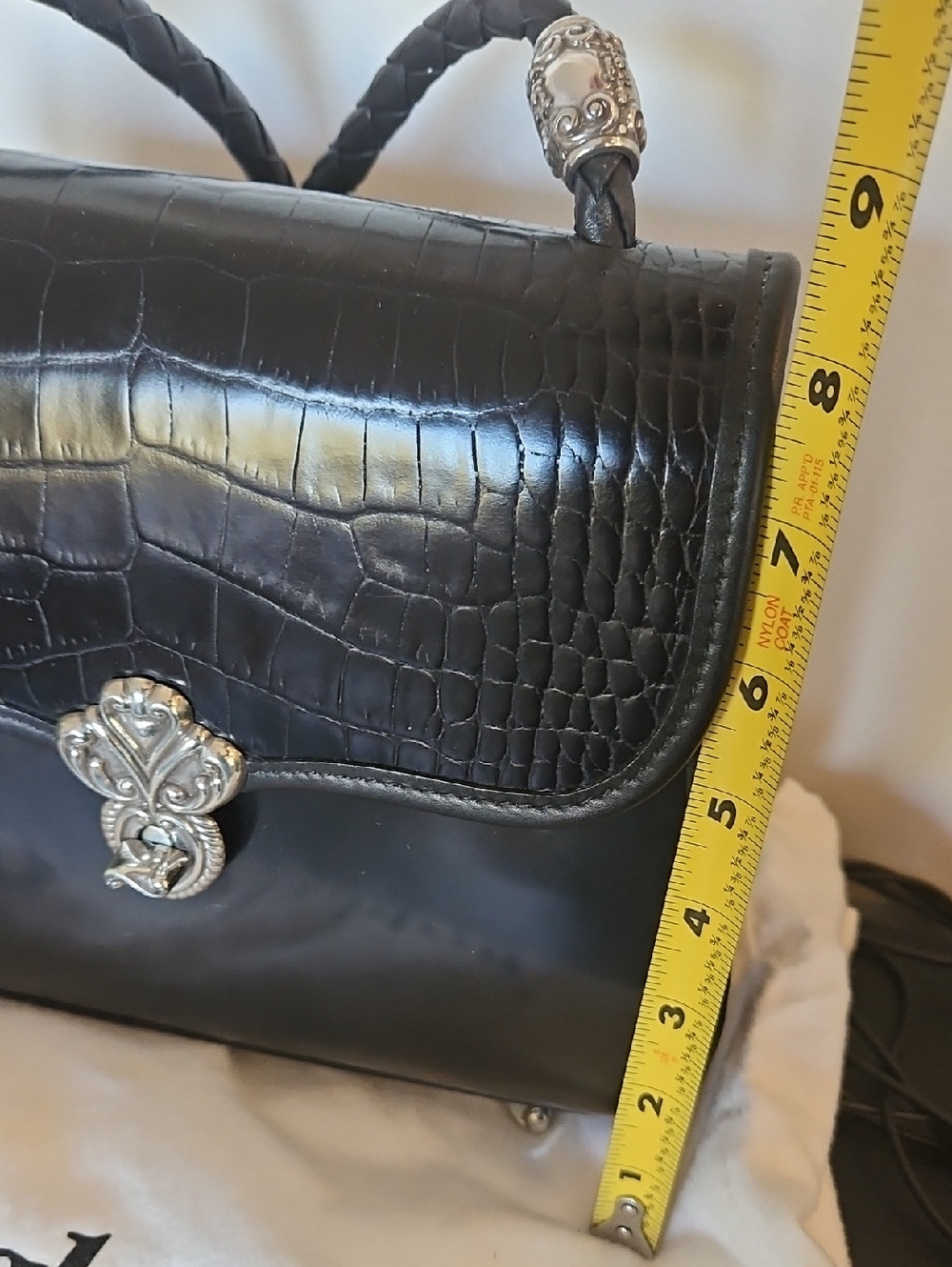 Brighton Black Croc-Embossed Crossbody with Silver Accents - Picture 5 of 6